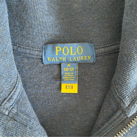 Polo Ralph Lauren Boy’s Blue Snowflake Ribbed Quarter‎ Zip Pullover Sweater M - Picture 6 of 11